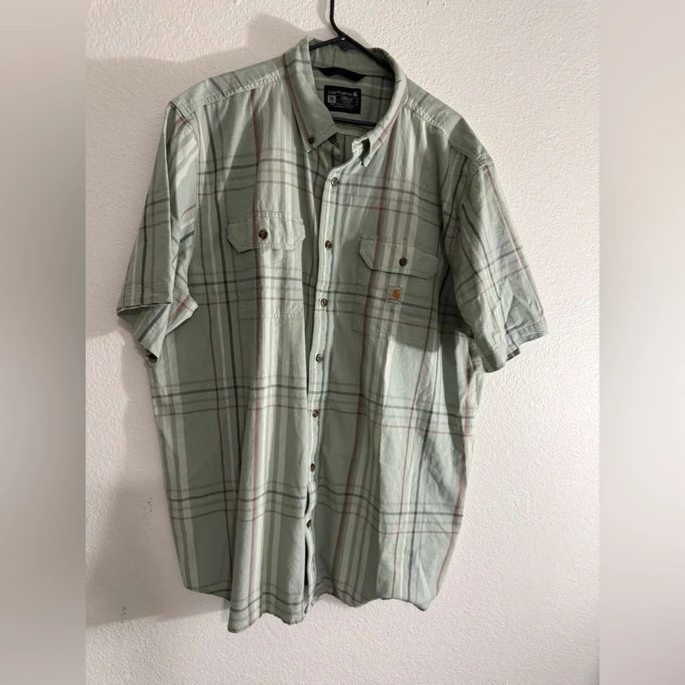 Carhartt Green Plaid Casual Button Down Shirt - Picture 1 of 3
